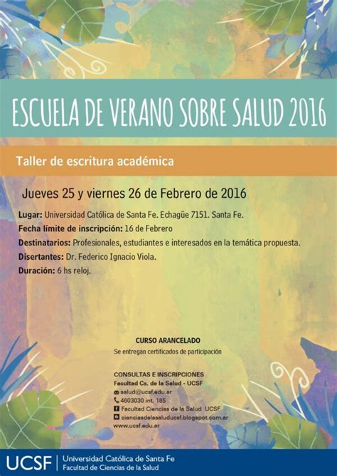 Taller de escritura académica Escuela de verano 2016 UCSF