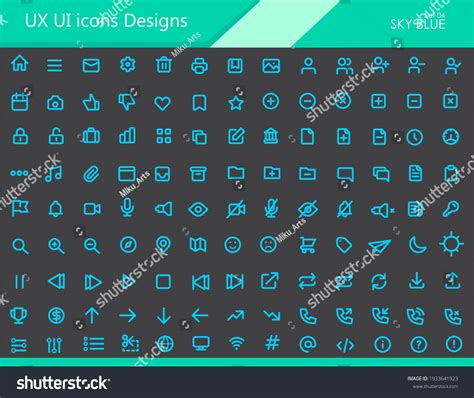 Uxui Icons Designs Sky Blue Set Stock Illustration 1933641923 ...