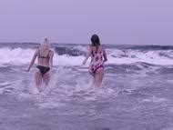 Naked Zuria Gómez in Red Sky