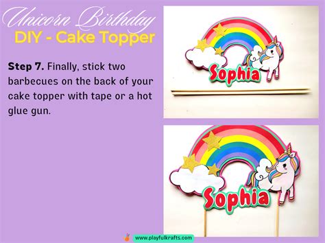 Diy Unicorn Cake Topper Birthday Fun With Free Template Playful Krafts