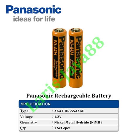 Jual Panasonic Rechargeable Battery AAA 550mAh NiMH HHR-55AAAB - 2 pcs ...