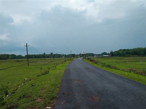 Road With A Beautiful Sky And Greenery Stock Image Image Of Field