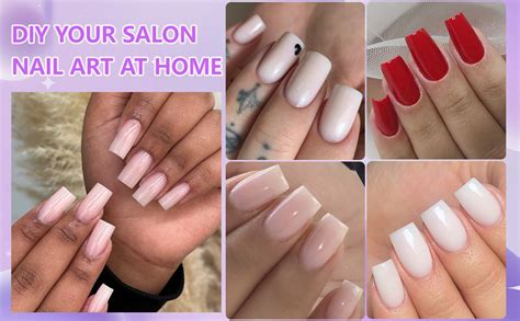 Amazon AddFavor 240pcs Jelly Nude Press On Nails Medium Square Fake Nails Glossy Acrylic