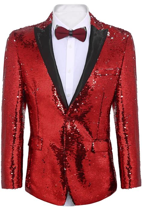 Coofandy Men S Shiny Sequins Suit Jacket Blazer One Button Tuxedo For