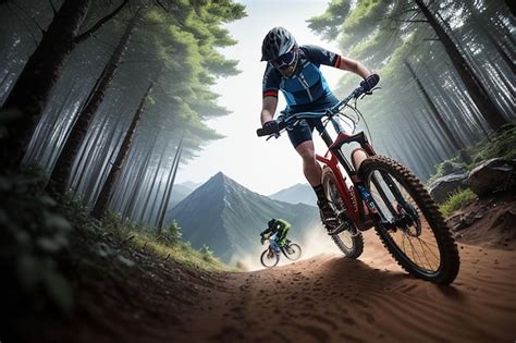 Premium Ai Image Mountain Biking In The Forest With A Man Riding A