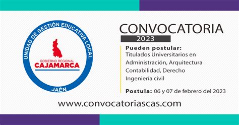 CONVOCATORIA UGEL JAÉN CAS 3 Plazas Administración Arquitectura