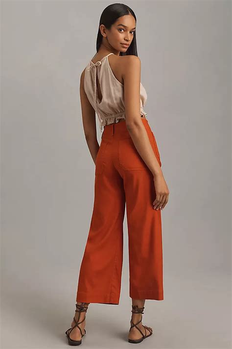 The Colette Cropped Wide Leg Pants By Maeve Linen Edition Anthropologie