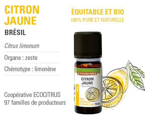 Huile Essentielle De Citron Jaune 100 Pure Et Naturelle équitable