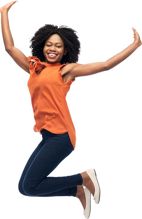 Happy Black Woman Jumping