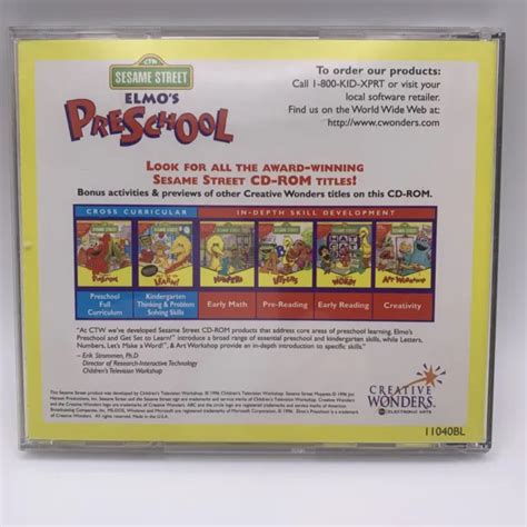 CREATIVE WONDERS SESAME Street Elmo's Preschool CD-Rom Windows / Mac ...