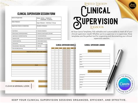 Clinical Supervision Session Forms And Hours Log Editable Canva