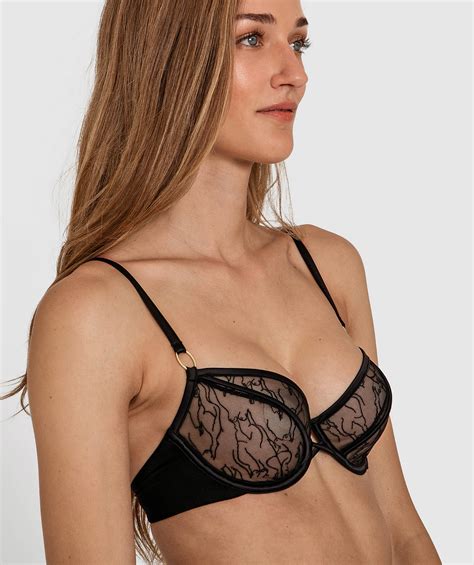 Bras N Things In The Nude Full Cup Underwire Balconette Bra Black