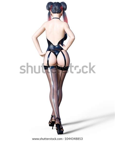D Beautiful Sexy Brunette Girl Black Stock Illustration Shutterstock