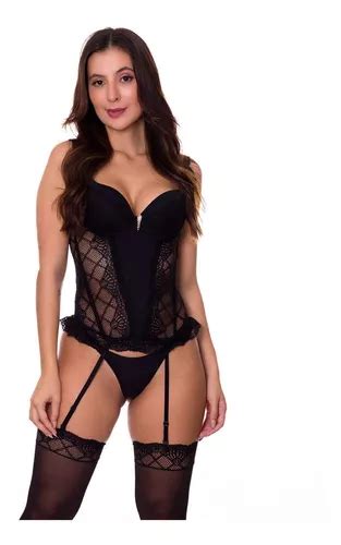 Conjunto Corset Corselet Corpete Espartilho Noiva Sex Meia