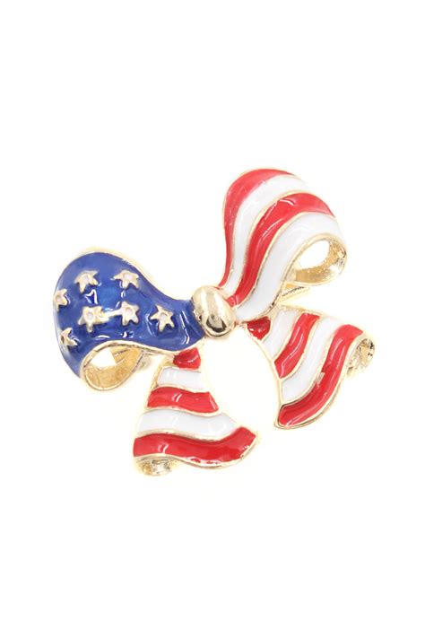 MULTI Enamel American Flag Ribbon Pin - Pins & Brooches