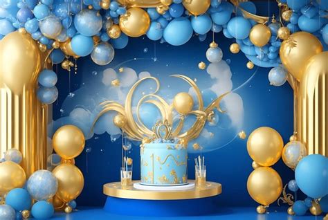 Premium Photo Birthday Background With An Elegant Blue And Gold Color