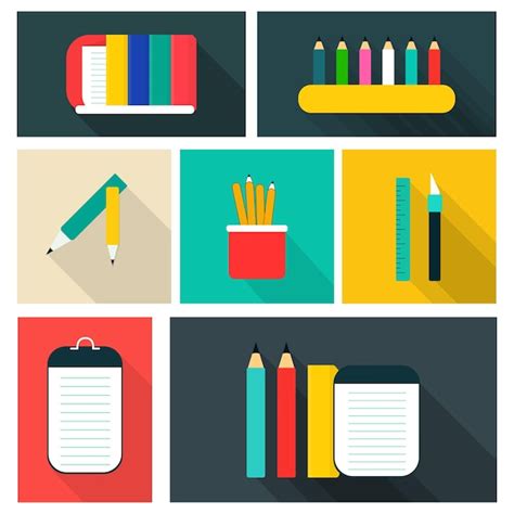 premium vector icon set  school stuff  utensil