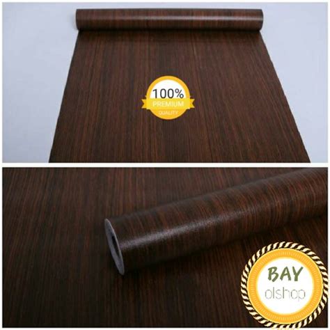 Jual Baru Wallpaper Sticker Dinding Elegan Motif Kayu Serat Coklat