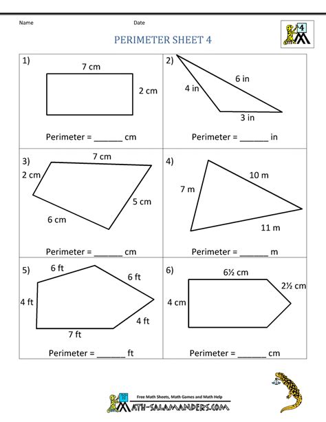 4th Grade Area And Perimeter Worksheet