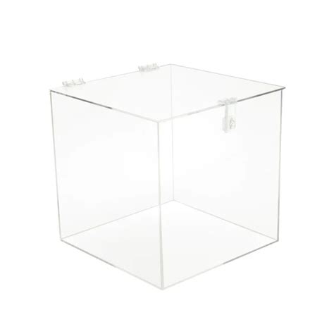 Clear Plexiglass Acrylic 5 Sided Box With Hasp Lock Hinged Lid Buy