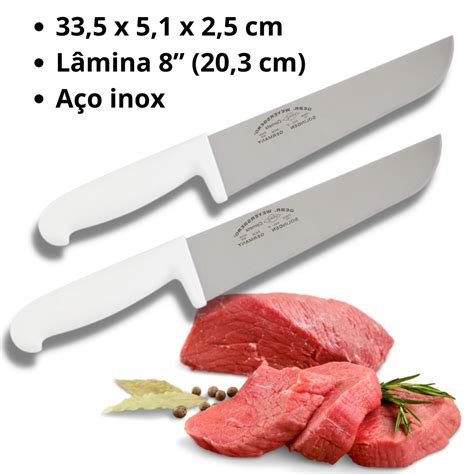 Conjunto Kit 2 Facas Corneta Açogueiro Churrasco Para Corte De Carne 8