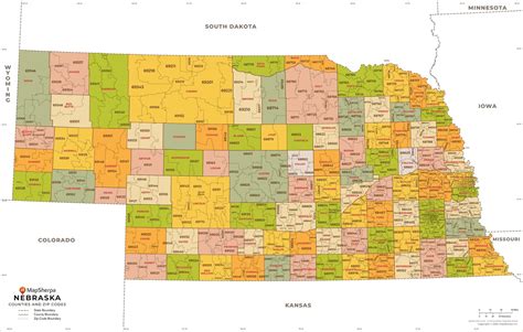 Mapsherpa Nebraska Zip Code Map With Counties Standard Mapsherpa