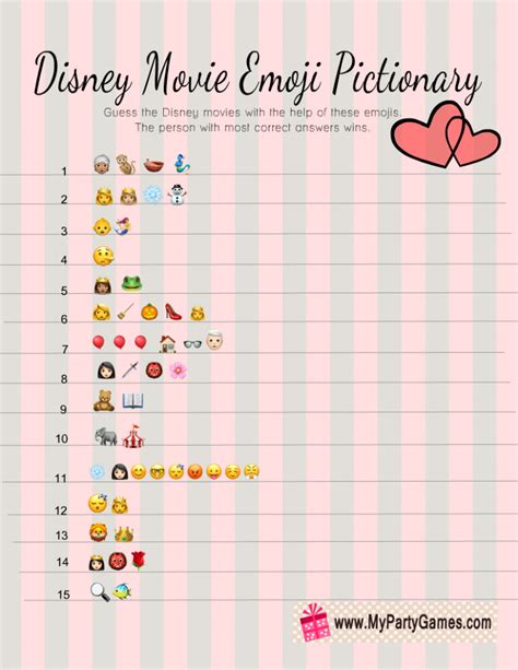 Free Printable Disney Movie Emoji Pictionary Quiz Disney Quiz Questions ...