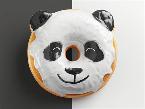 A Panda Bear Face With A White And Black Face And Black Eyes Premium