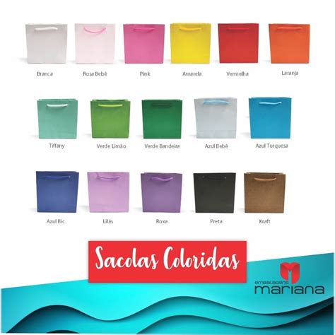 Sacola De Papel Colorida TC 1010 10x10x4 10 Unidades Shopee Brasil