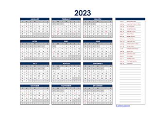 2023 Excel Calendar Spreadsheet Template - Free Printable Templates