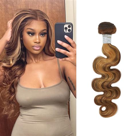 Amazon Auroo Honey Blonde Highlight Human Hair Body Wave Bundles