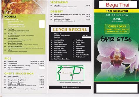 Bega Thai Restaurant In Bega Restaurant Menu And Reviews