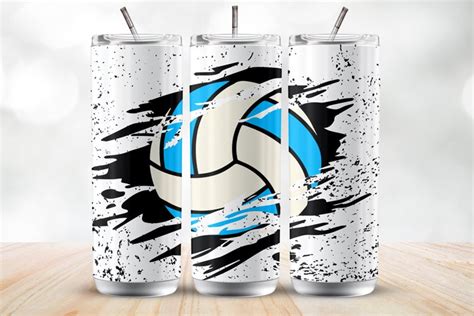 Distressed Volleyball Oz Tumbler Wrap Sublimation Design