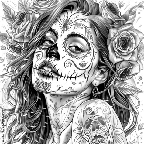 Vintage Chicano Tattoo Style Template Tattoo Style Portrait Of Chicano Girl Mexican Woman With