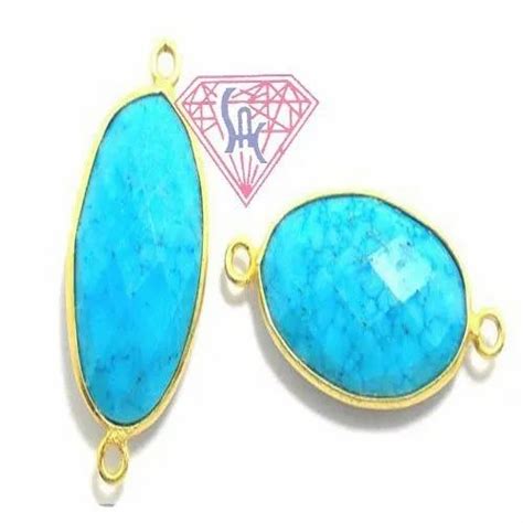 Oval Shape Turquoise Gemstone Bezel Connector Size X Mm At Rs