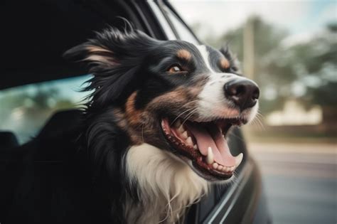 Cachorro Feliz Olha Pela Janela Do Carro Viagem Cachorro Ia