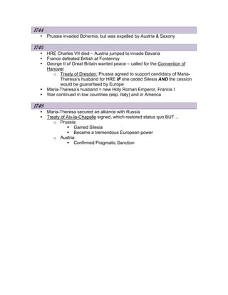 Timeline of the War of Austrian Succession | PDF