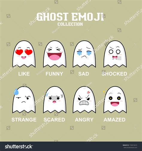 Ghost Emoji Collection Set Smile Vector Stock Vector (Royalty Free ...