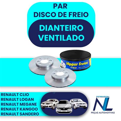 Par Discos Freio Dianteiro Ventilado Renault Sandero 2008 A 2021