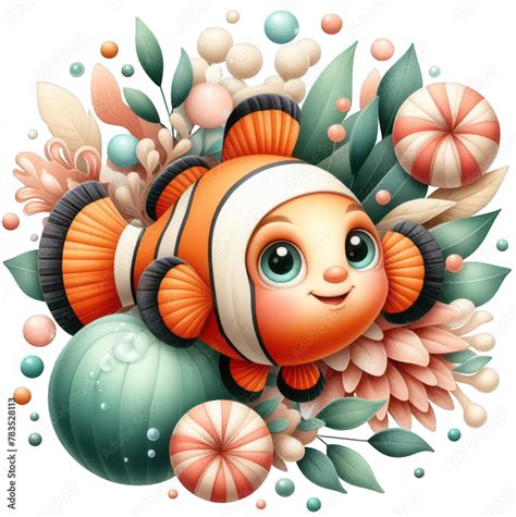 Dive Into The Colorful World Of Clownfish Detailed Png Illustration