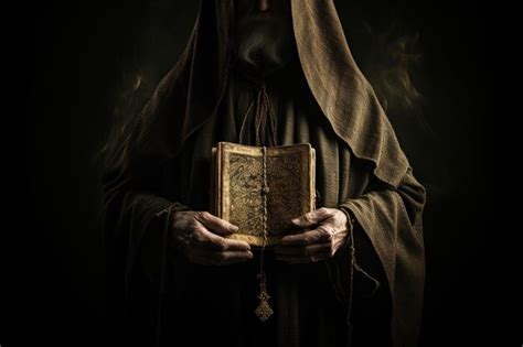 Premium Photo Front View Of Person Holding Holy Book With Rosary