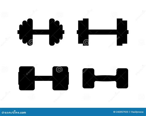 Dumbbell Vector Icon Logo Silhouette Gym Heavy Athletic Shape Web Icon