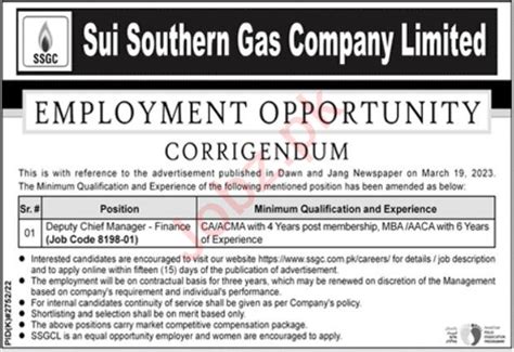 Job Vacancy At Sui Southern Gas Company Limited Ssgc 2024 Job