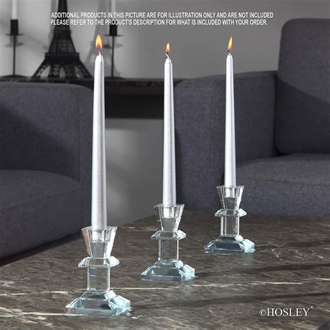 Hosley Set Of 3 425 Inch High Clear Crystal Glass Taper Candle Holders