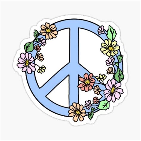 Peace Sticker With Flowers