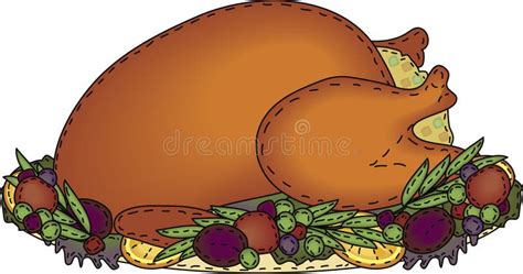 Folk Art Roasted Turkey With Stuffing Stock Vector Illustration Of