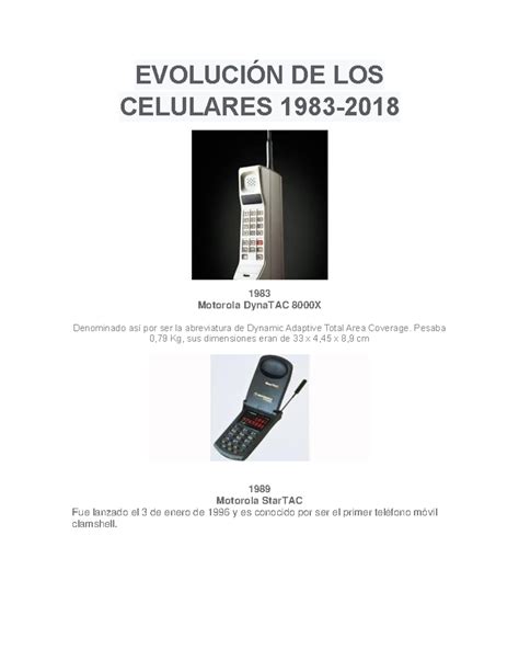 Evolución De Los Celulares EvoluciÓn De Los Celulares 1983 2018 1983