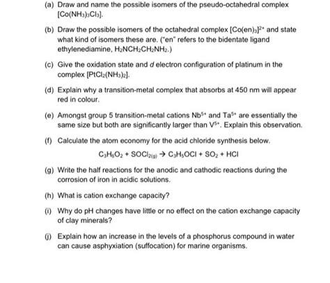 Solved A Draw And Name The Possible Isomers Of The Chegg