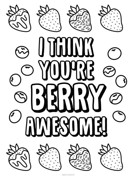 Valentines Day Berries Coloring Page Berries Berries Coloring Page Etsy Coloring Pages