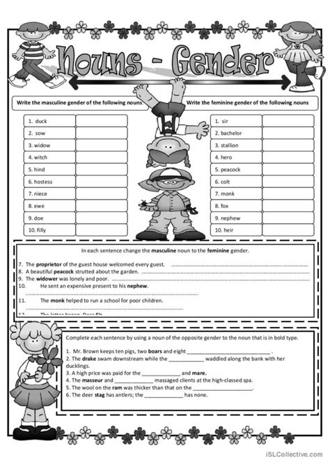 Nouns And Gender English Esl Worksheets Pdf Doc